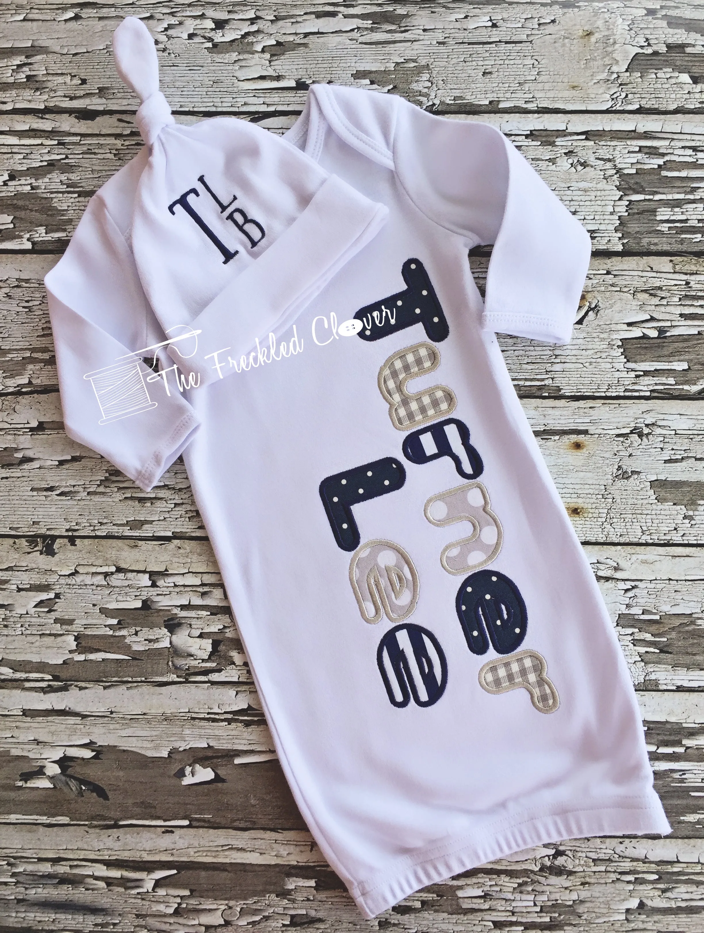 {Monogrammed Knotted Baby Hat}