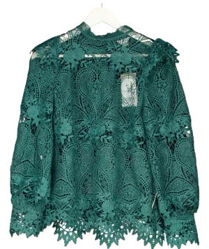 Monsoon Lilly Lace Blouse Green UK 10