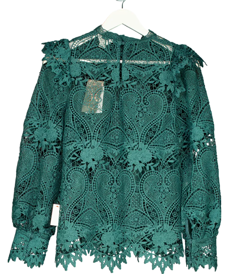 Monsoon Lilly Lace Blouse Green UK 10