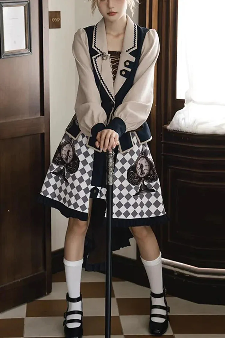 Multi-Color Time Traveler Embroidery Print Punk Ouji Fashion Lolita Set