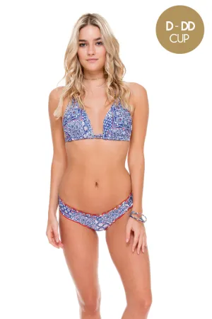NAUGHTY GIRL - Triangle Halter Top & Wavey Ruched Back Brazilian Bottom • Multicolor