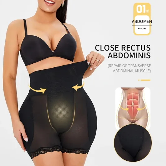 NEW Padded Butt Lifter Body Shaper Tummy Control Shapewear Breathable High Waist Shorts Thigh Slimmer Girdle Panties, Sz M