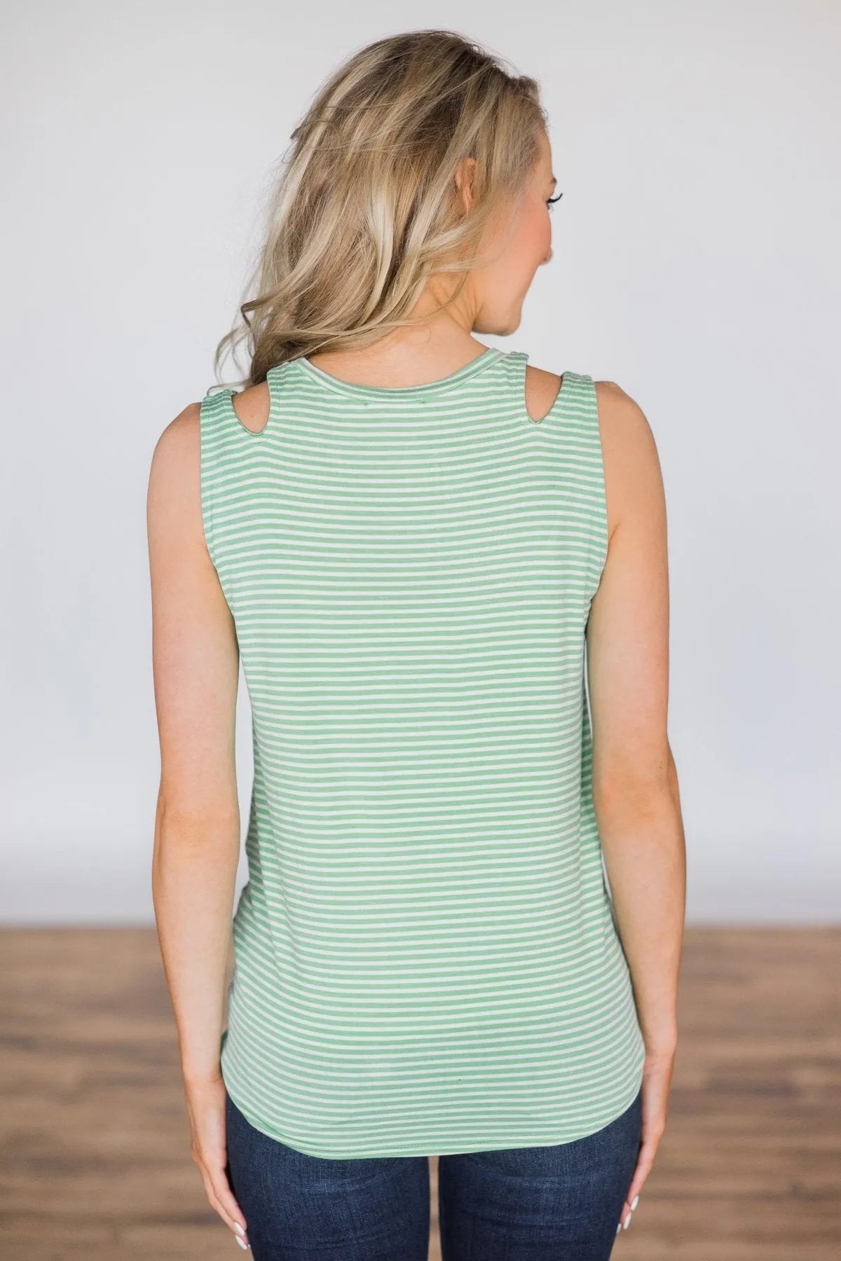 No Holding Back Tie Tank Top- Mint