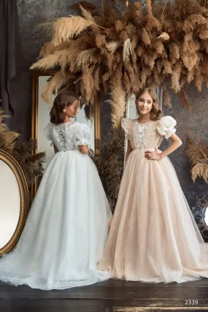 Off-White Flower Girl Princess Dress
