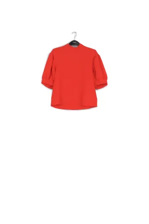 Off-white top with puffed sleeves