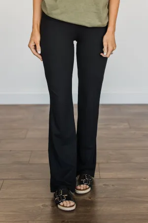 One Step At A Time Bootcut Leggings- Black