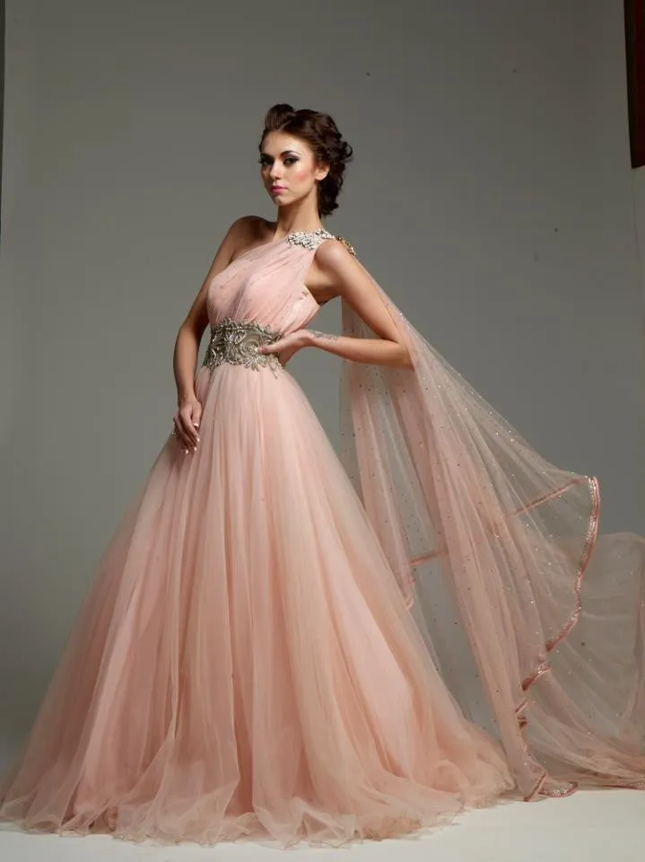 Peach Pink color Indo Western Gown