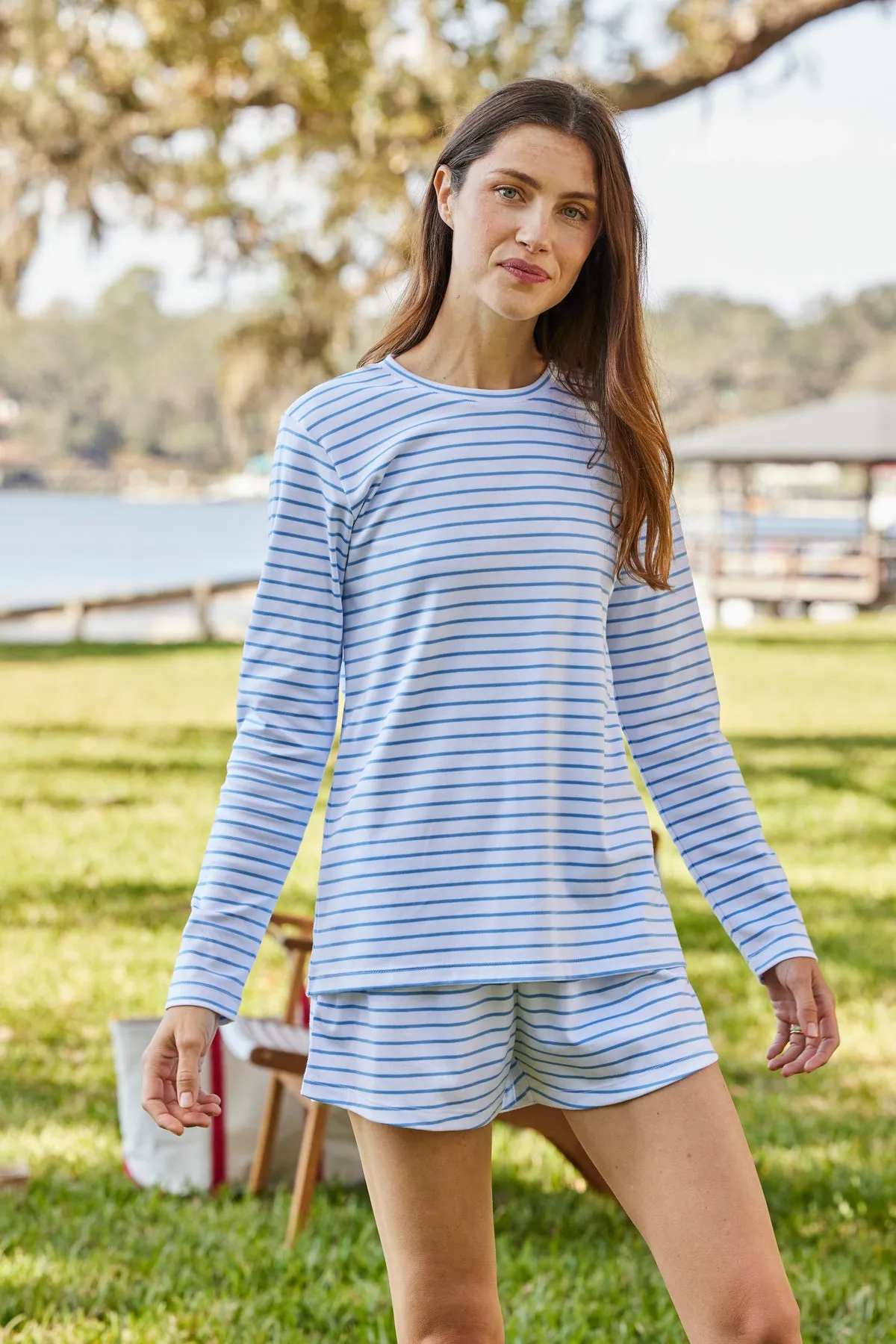 Pima Crew Long Sleeve Bundle in Baltic Blue