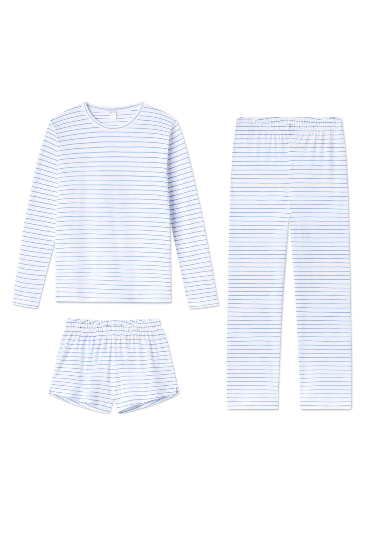 Pima Crew Long Sleeve Bundle in Baltic Blue