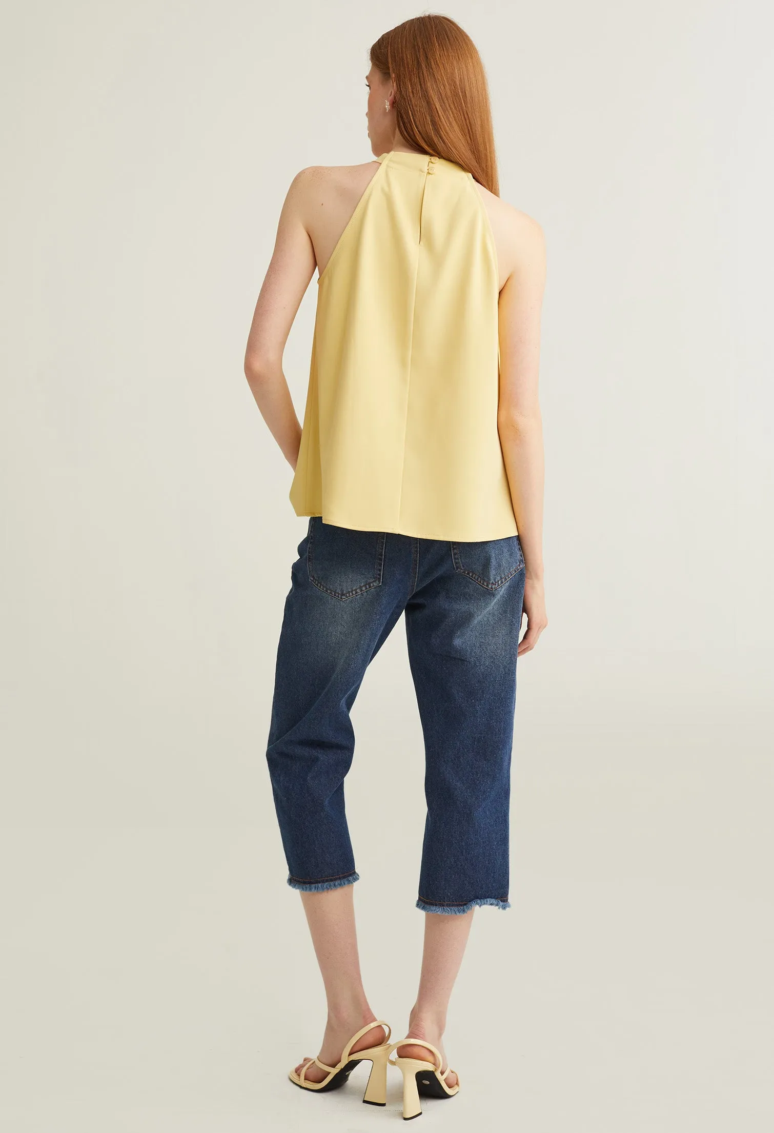 Pleated Halter Sleeveless Top