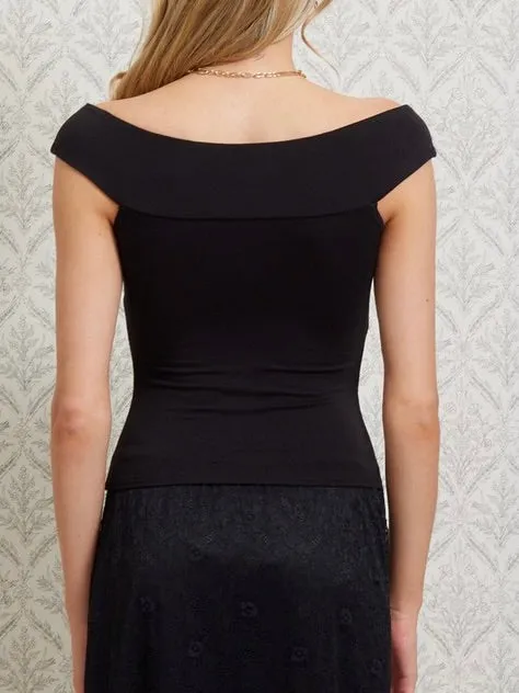 Portrait Twist Front Top - Black