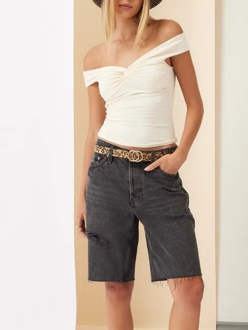 Portrait Twist Front Top - Cream