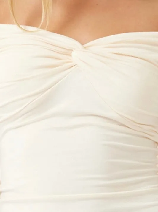 Portrait Twist Front Top - Cream