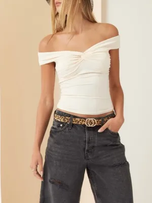 Portrait Twist Front Top - Cream