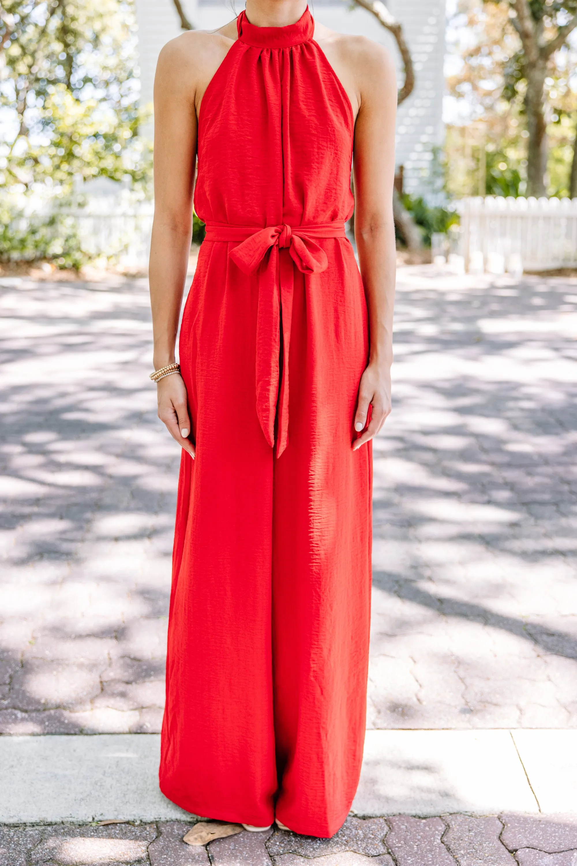 Present Beauty Red Halter Jumpsuit