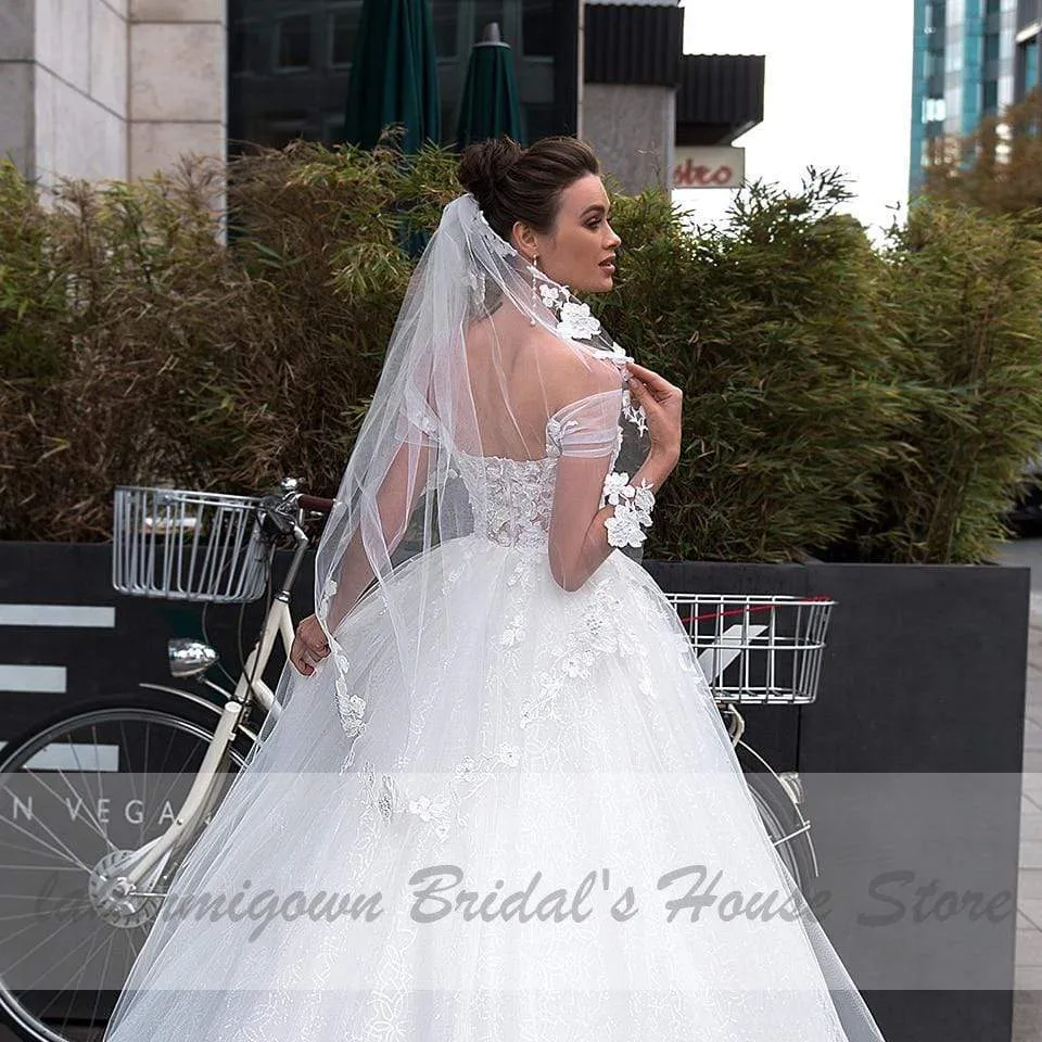Princess Bridal White Tulle Mariage Wedding Gowns