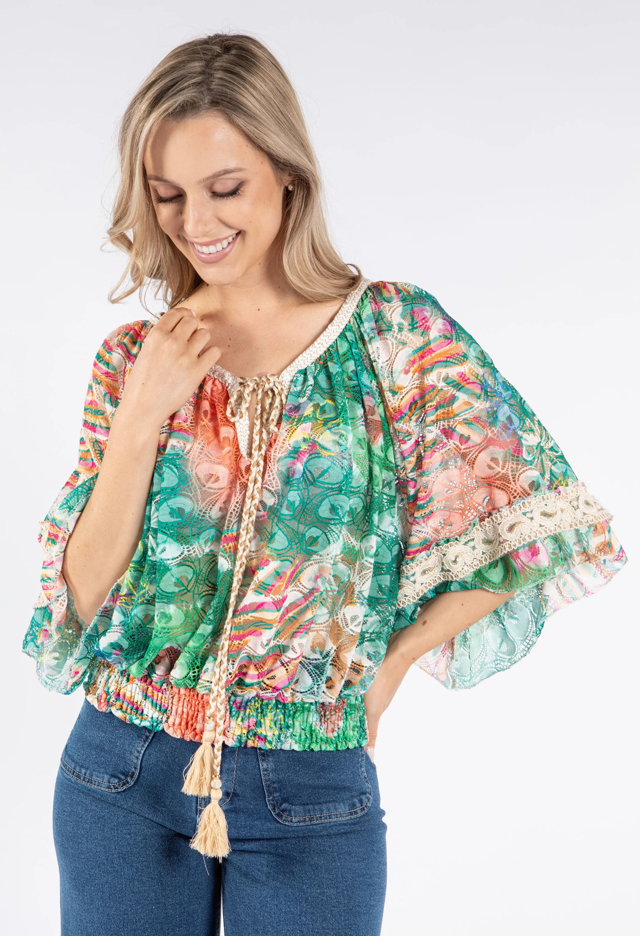 Printed Lace Blouse