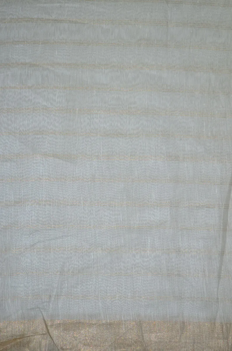 Pure Checkered Handloom Silk Linen Zari Bordered Fabric