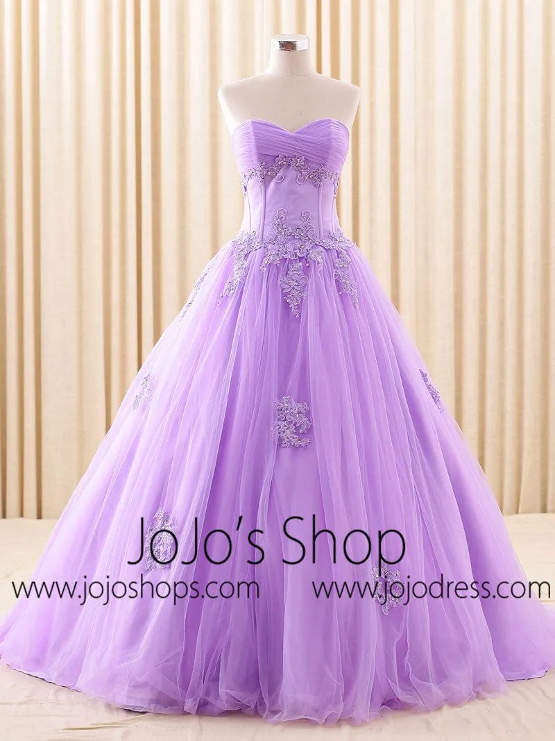 Purple Strapless Lace Ball Gown Wedding Dress | RS6805