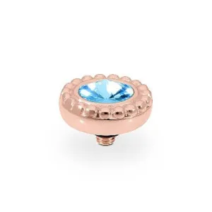 Qudo Ghiare 11mm Rose Gold Topper - Aquamarine