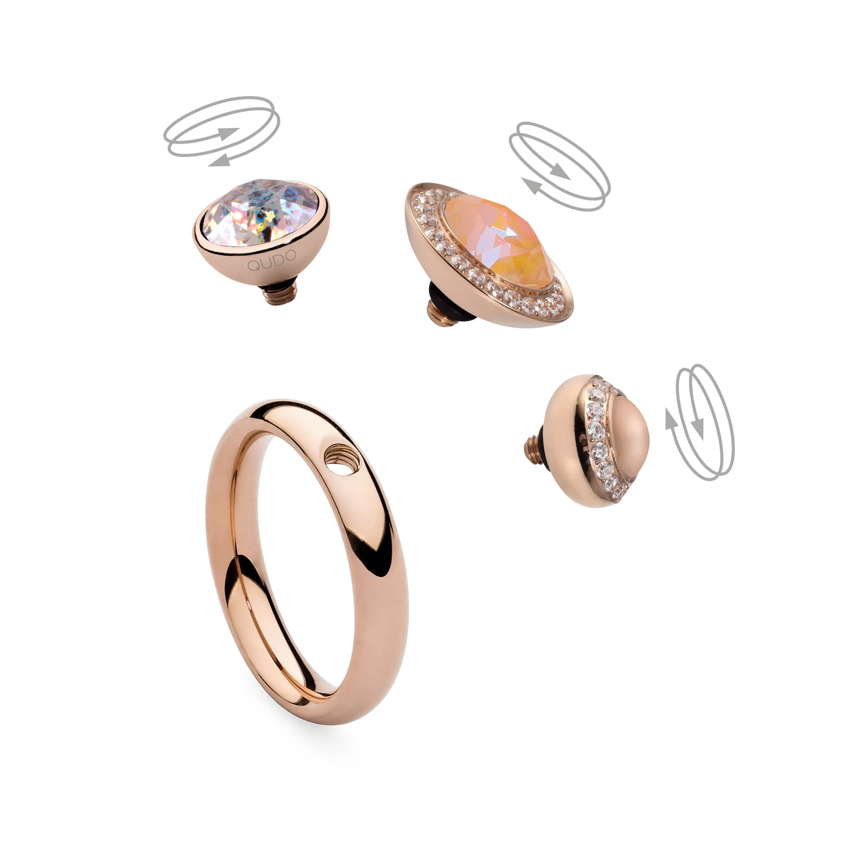 Qudo Tondo Deluxe 10mm Rose Gold Topper - Fuchsia