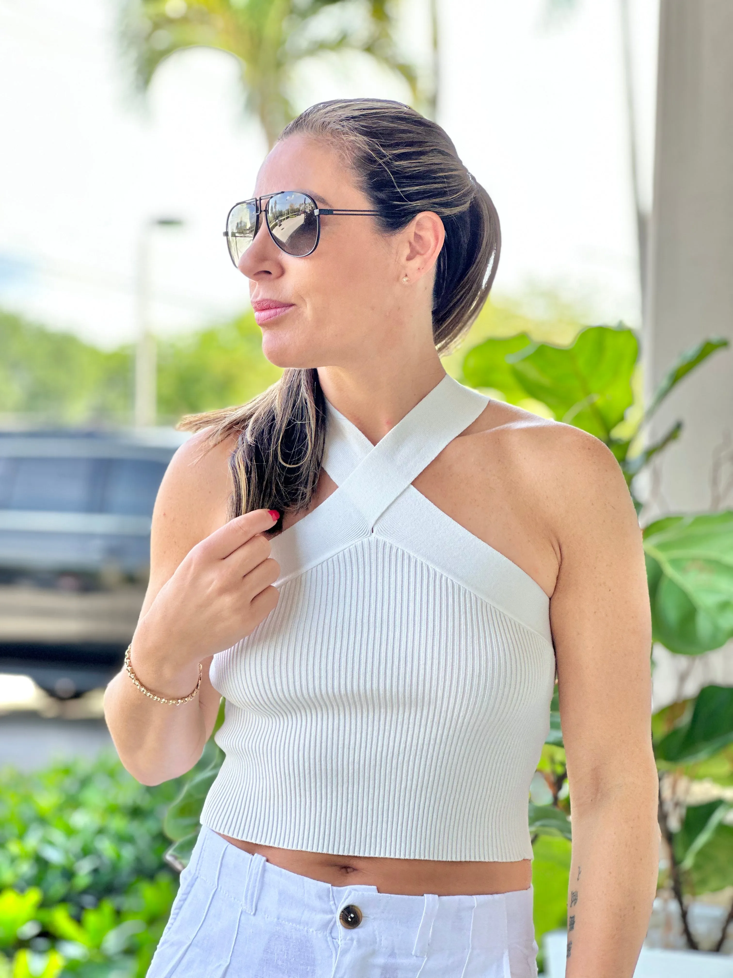 "Bora"  Halter Cross crop Top