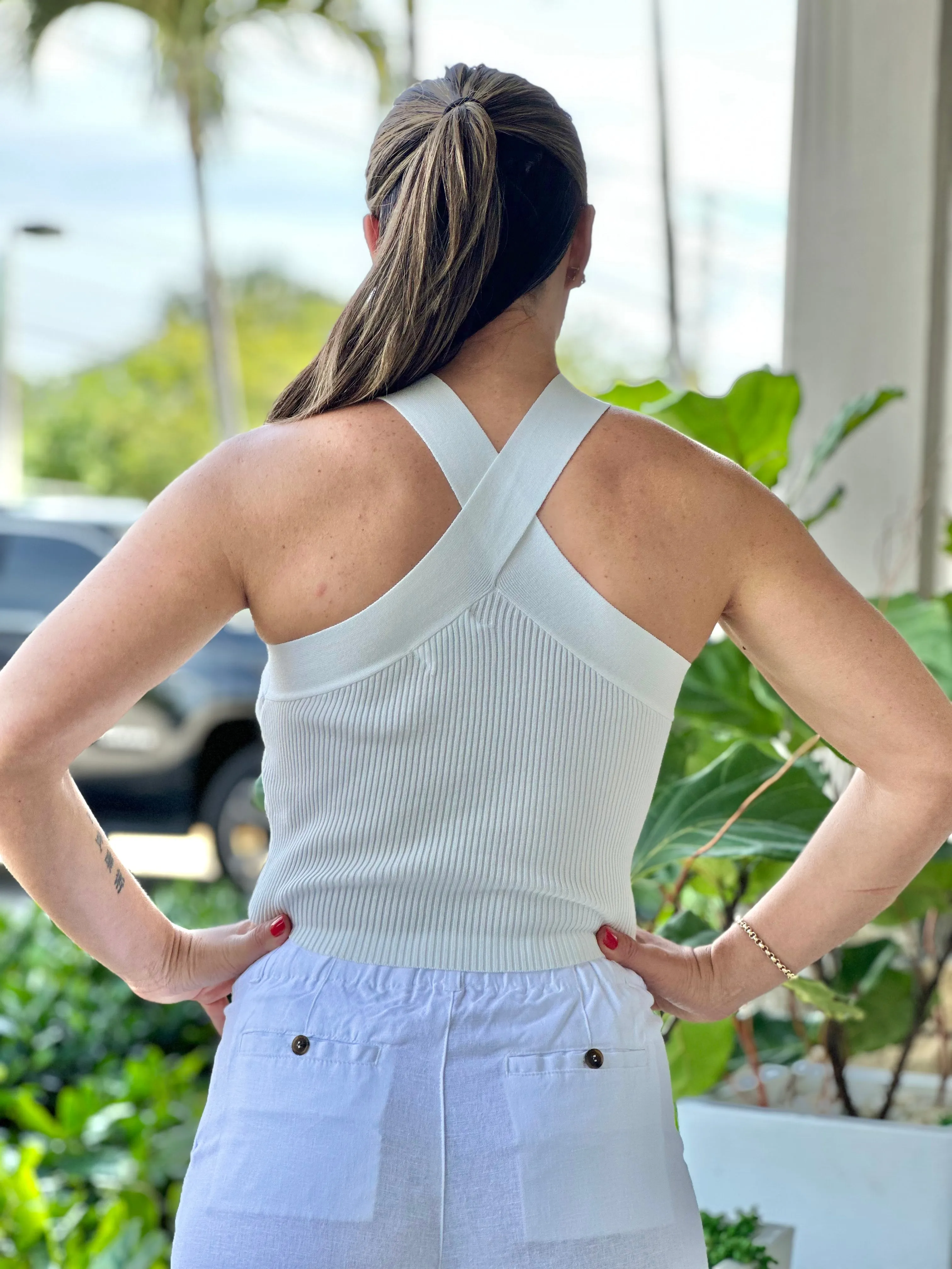 "Bora"  Halter Cross crop Top