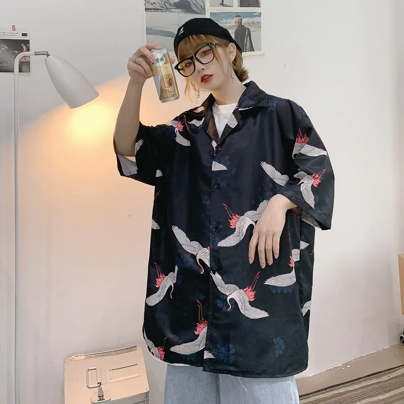 "FULL PRINT CRANE SHORT-SLEEVED" SHIRT N042604