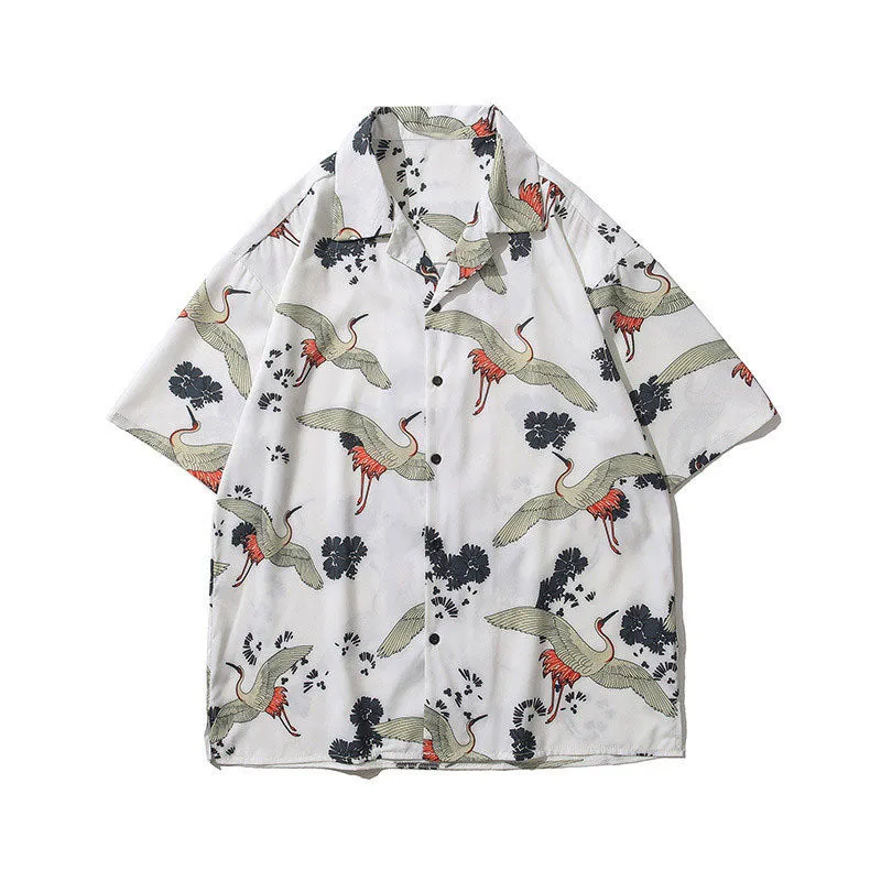 "FULL PRINT CRANE SHORT-SLEEVED" SHIRT N042604
