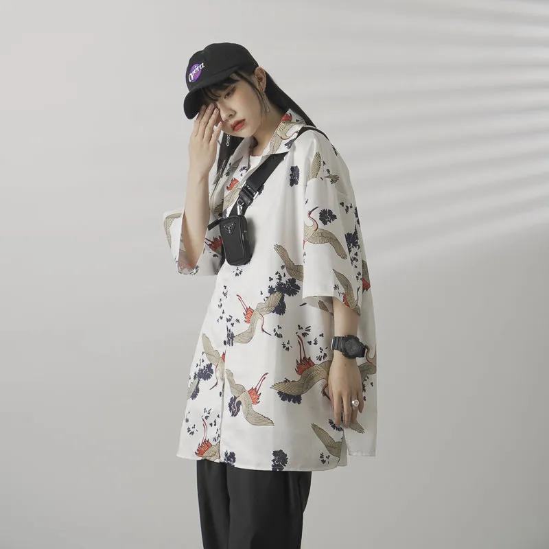 "FULL PRINT CRANE SHORT-SLEEVED" SHIRT N042604