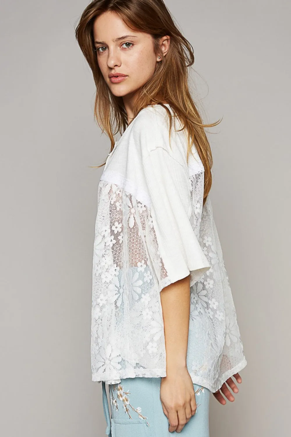 Raiden Round Neck Short Sleeve Lace Top