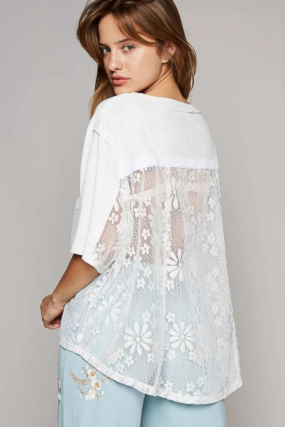 Raiden Round Neck Short Sleeve Lace Top