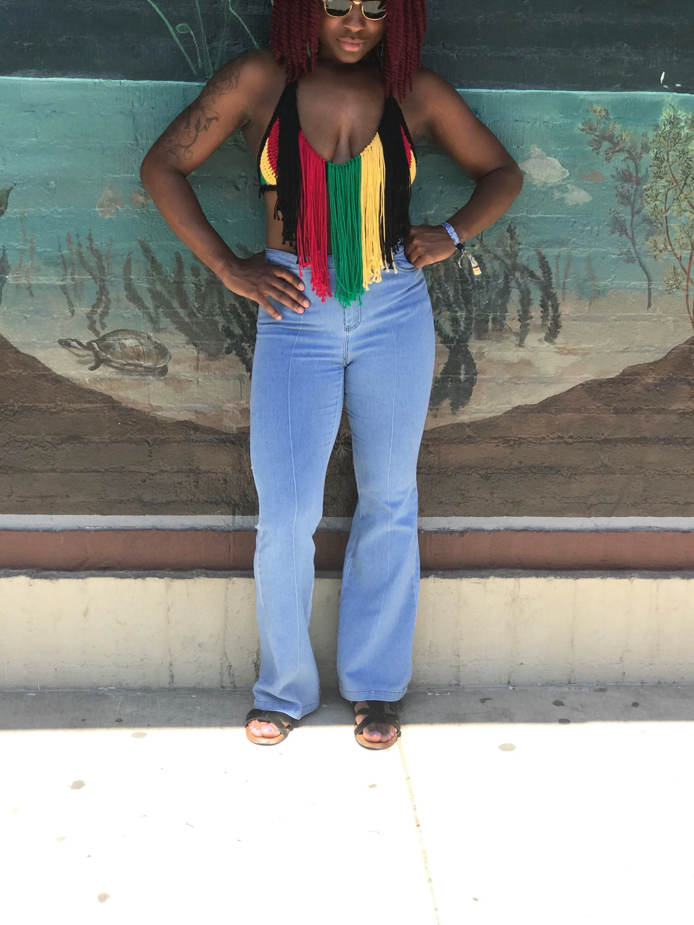 Rasta Fringe Halter Top