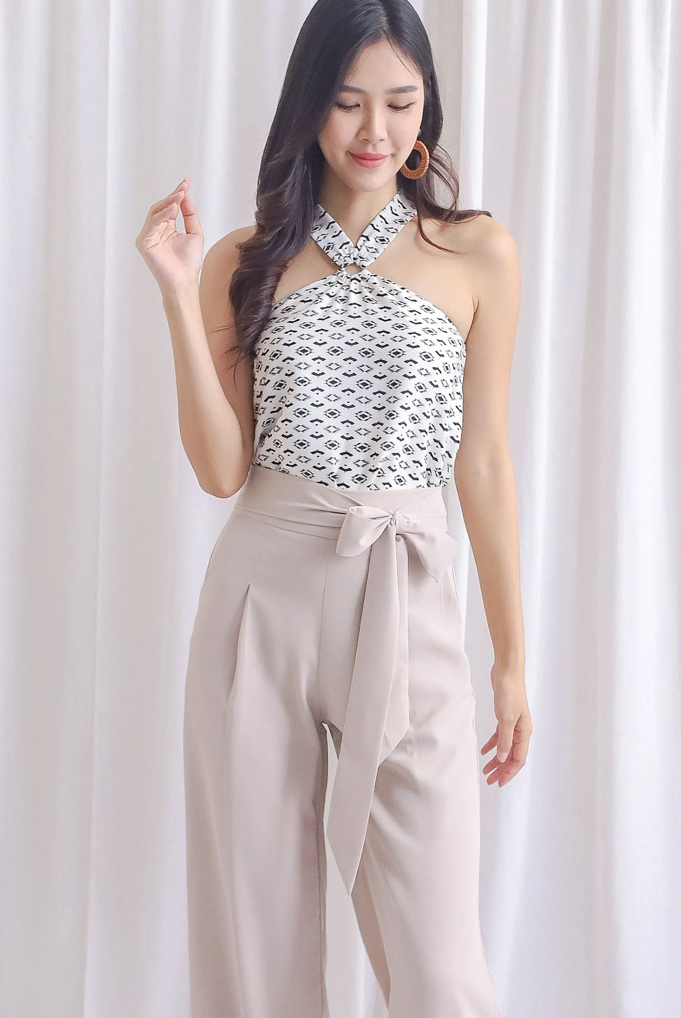 *Restocked* Atticus Halter Loop Top In White Tribes
