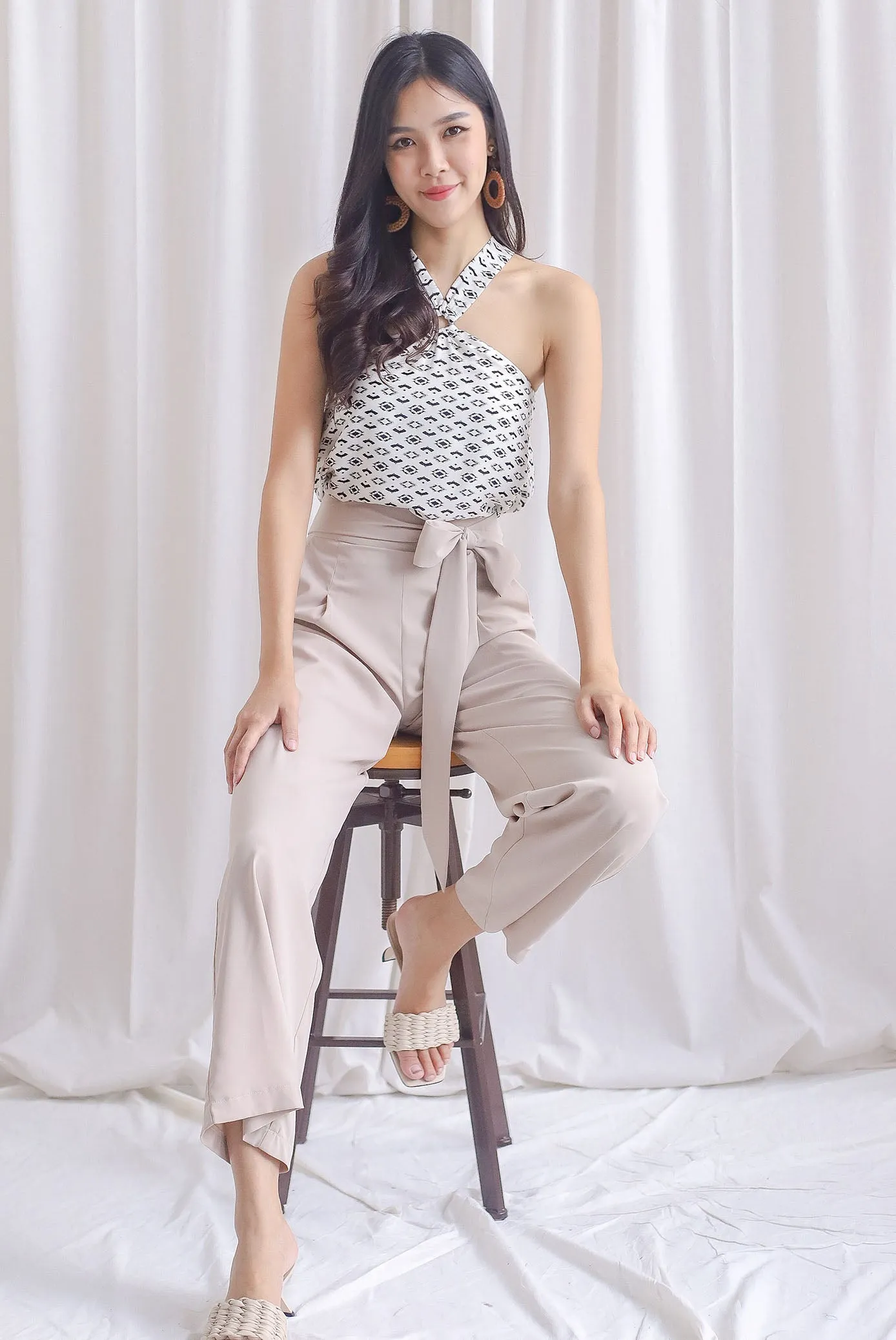 *Restocked* Atticus Halter Loop Top In White Tribes
