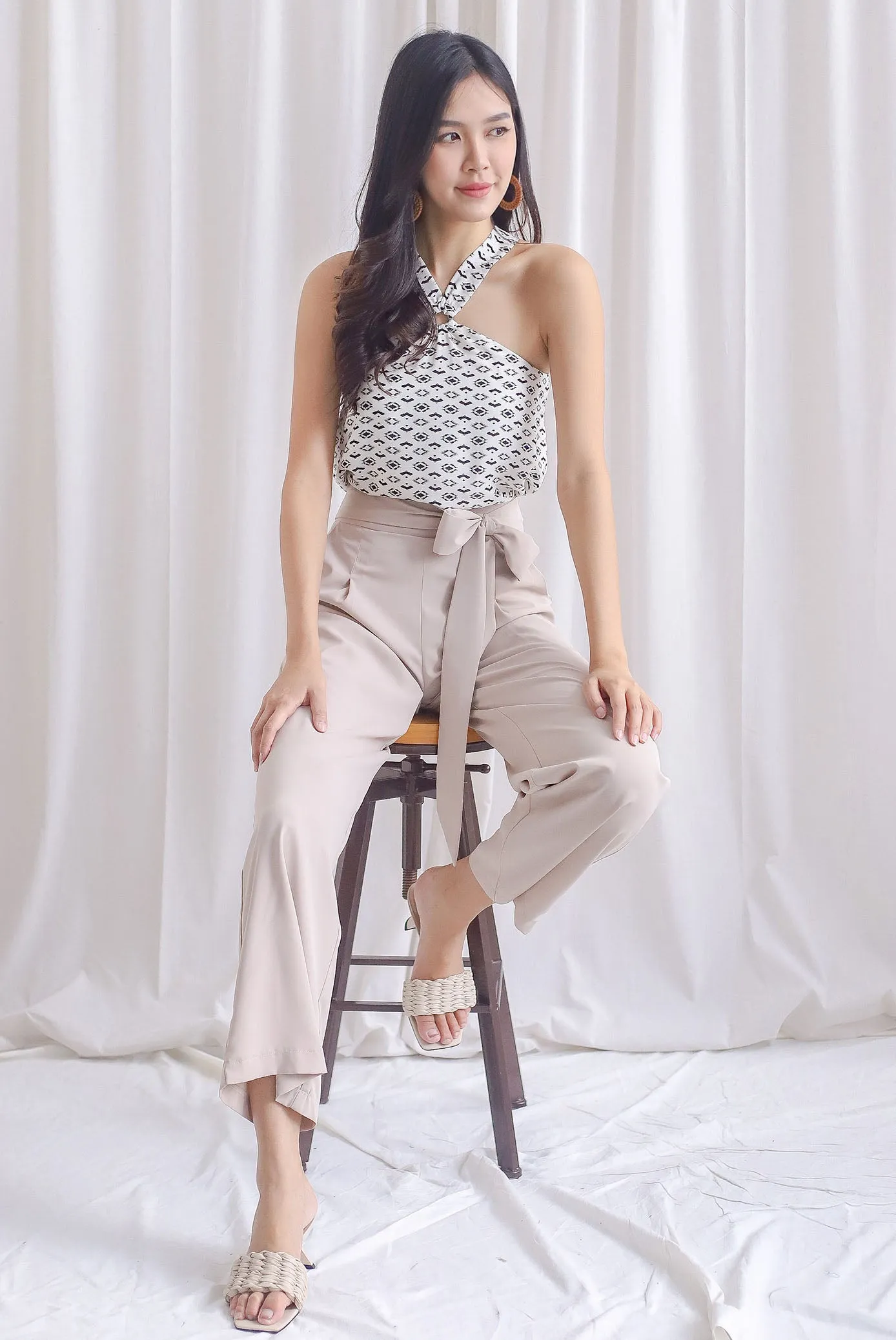 *Restocked* Atticus Halter Loop Top In White Tribes