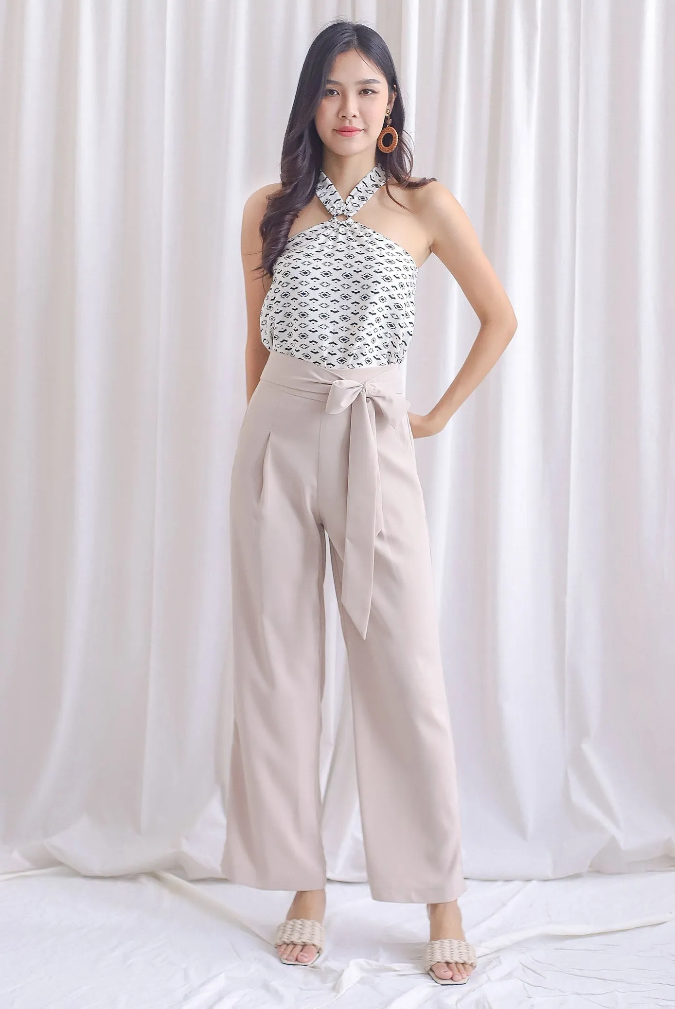 *Restocked* Atticus Halter Loop Top In White Tribes