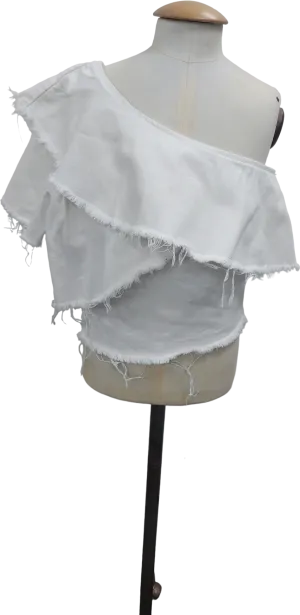 River Island White One Shoulder Top UK 8