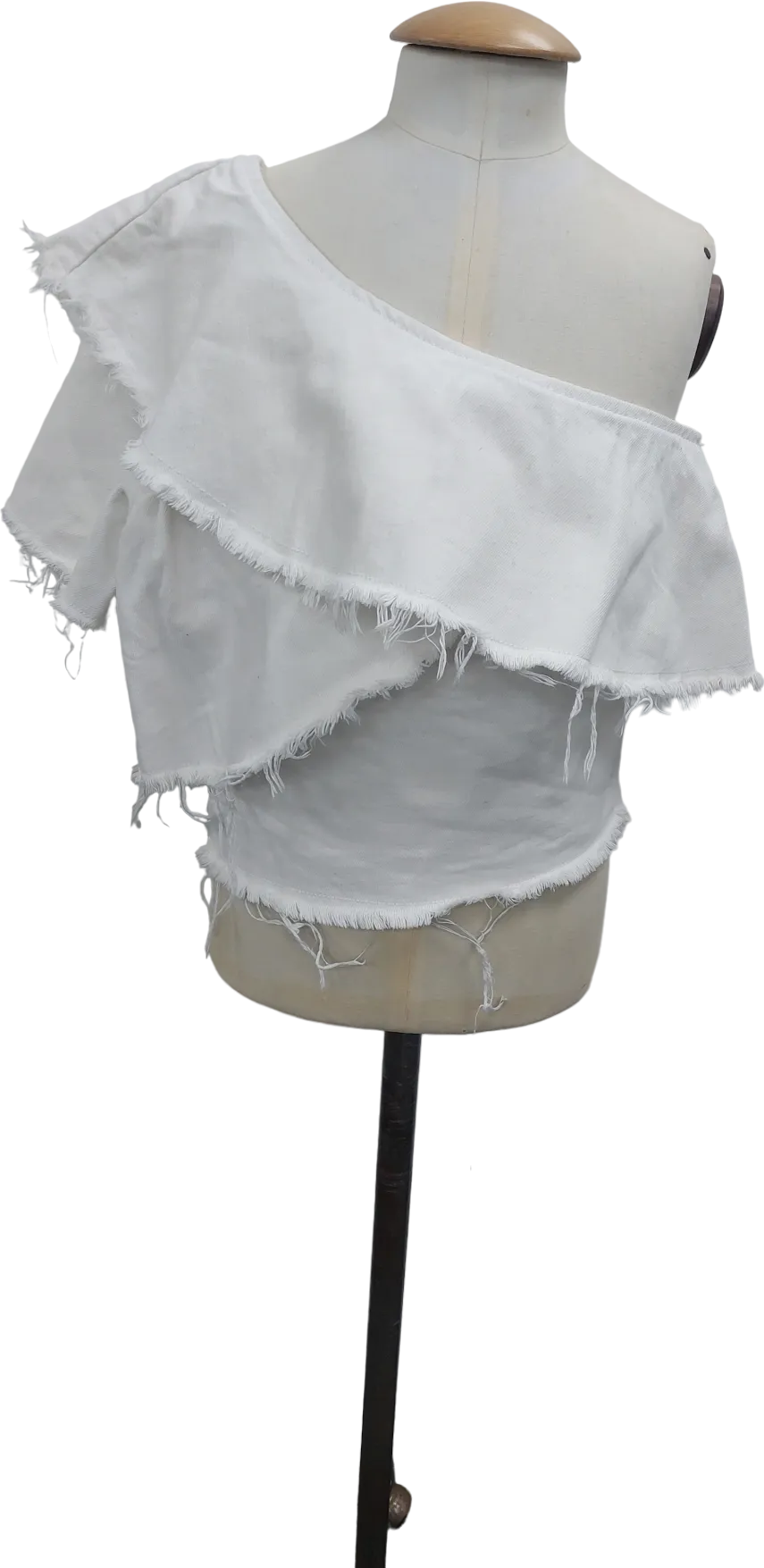 River Island White One Shoulder Top UK 8