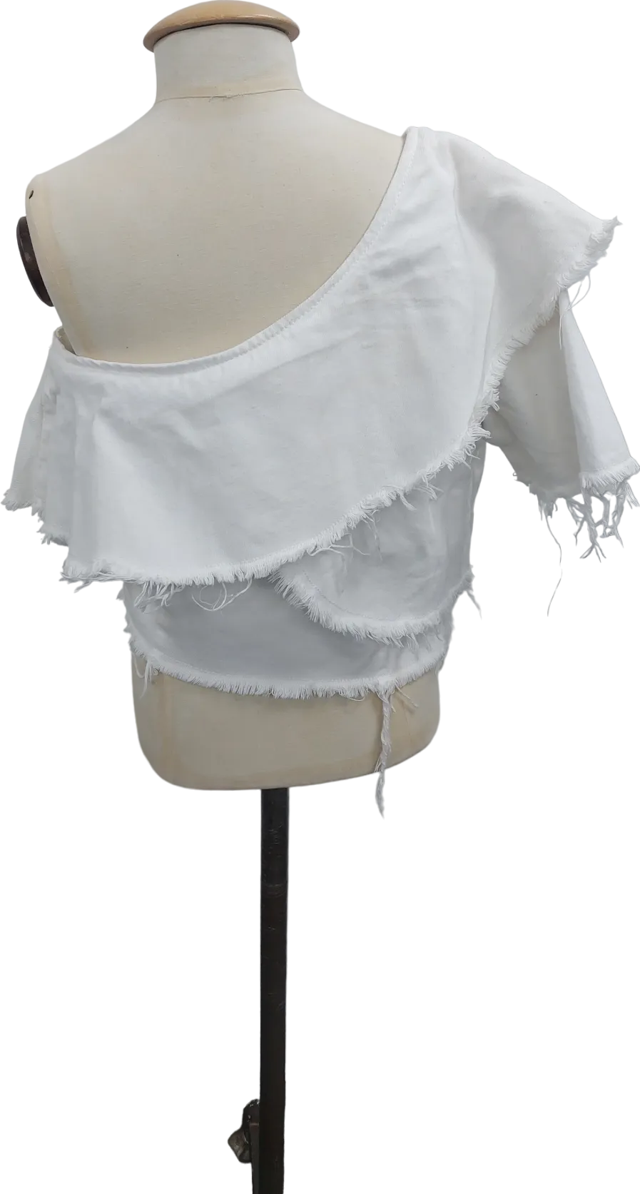 River Island White One Shoulder Top UK 8