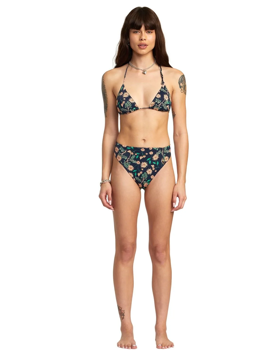 RVCA Ladies Byrd Halter Triangle Bikini Top