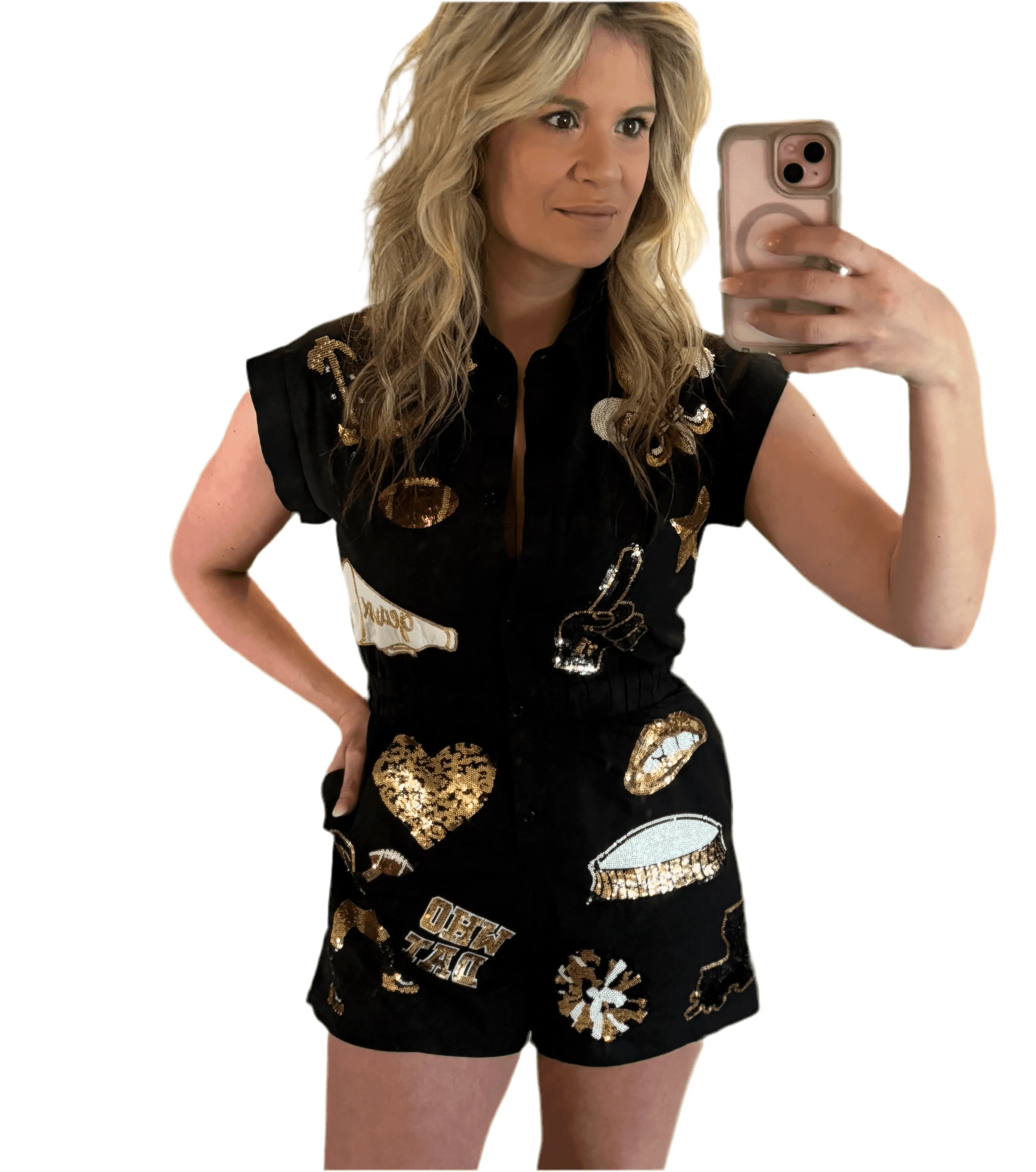 Saints Black & Gold Game Day Romper