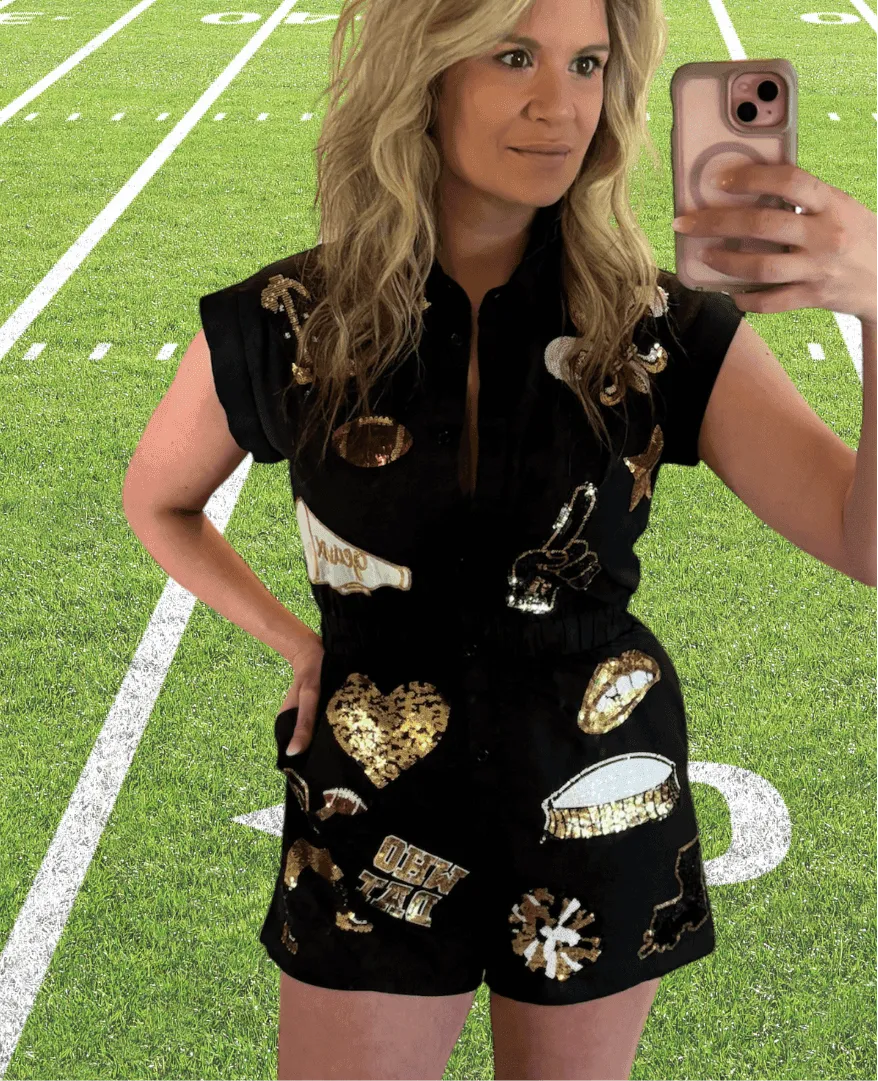 Saints Black & Gold Game Day Romper