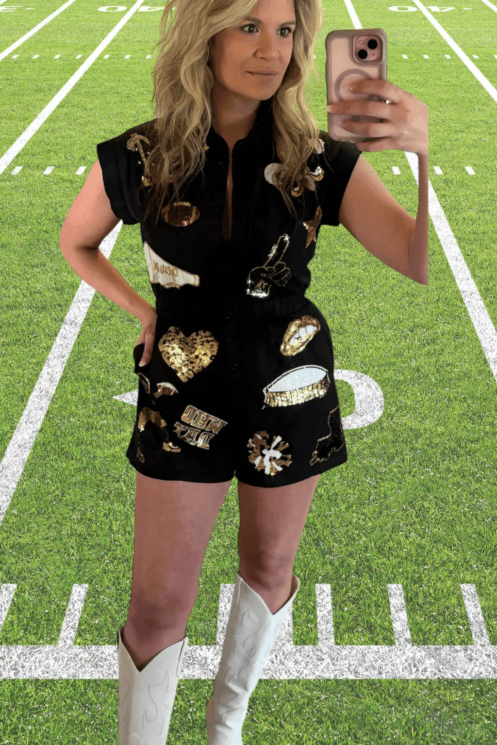 Saints Black & Gold Game Day Romper