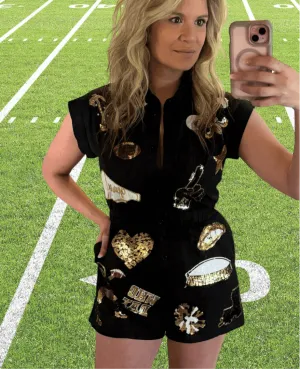 Saints Black & Gold Game Day Romper