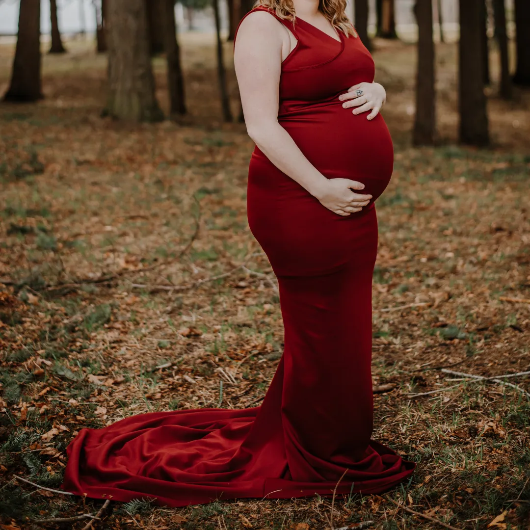 Santiago Maternity Gown- Cranberry