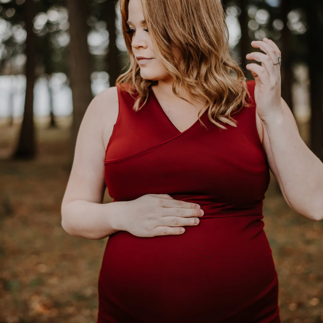 Santiago Maternity Gown- Cranberry