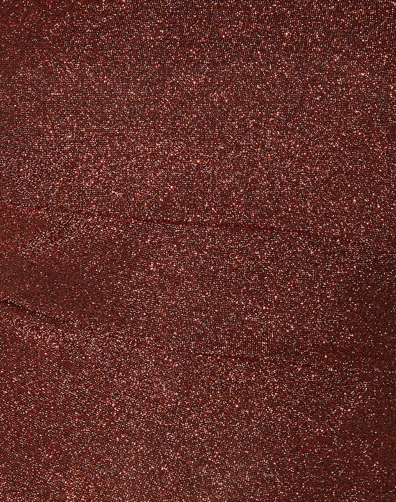 Sarla One Shoulder Top in Jersey Glitter Copper