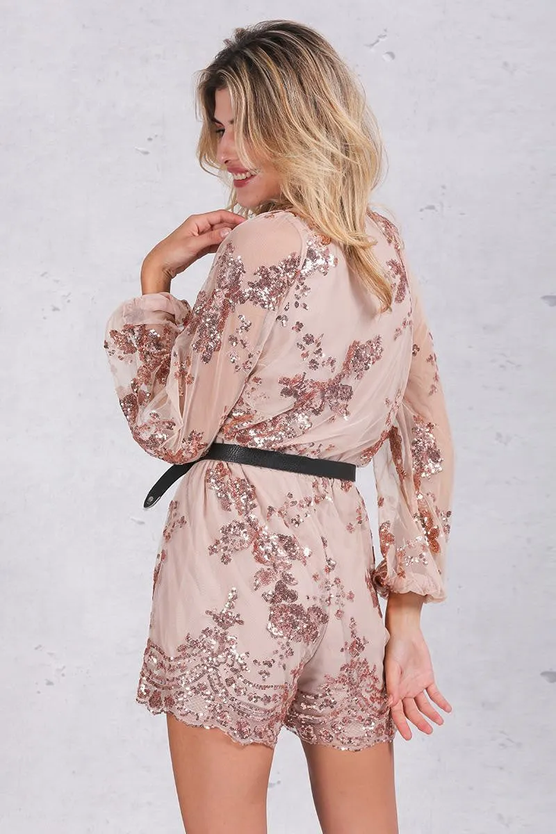 Sequin Embroidery Elegant Transparent Mesh Sleeve Dress