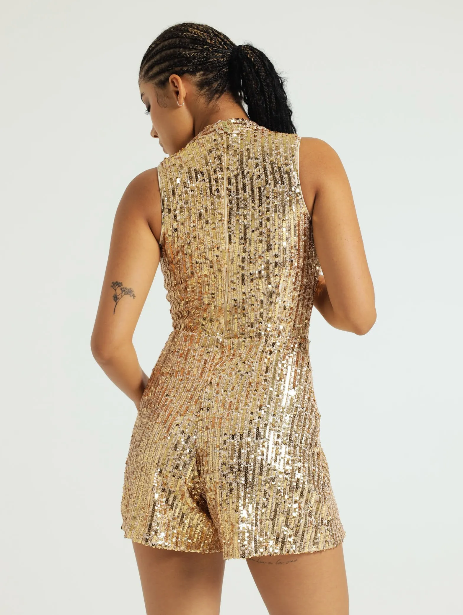 Sequin Playsuit - Gold